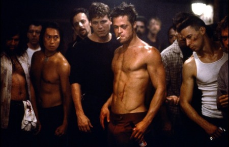 Brad Pitt as Tyler Durden, a man's man